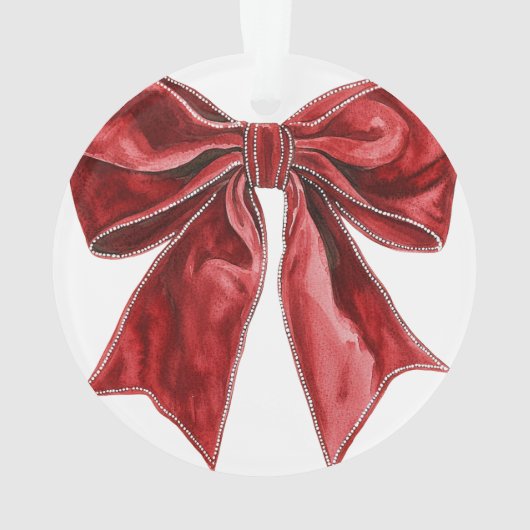 Chic Red Bow Personalisiert Ornament (Rückseite)