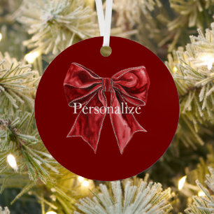 Chic Red Bow Personalisiert Ornament Aus Metall