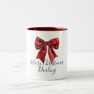 Chic Red Bow Personalisierte Weihnachten Zweifarbige Tasse