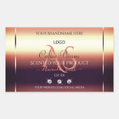 Chic Red Brown Product Labels Jewels Initials Logo Rechteckiger Aufkleber (Vorderseite)