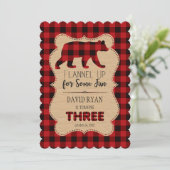 Chic Red Buffalo Kariert Geburtstag DREI individue Einladung (Stehend Vorderseite)