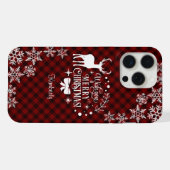 Chic Red Buffalo MERRY CHRISTMAS Monogram iPhone Hülle (Rückseite (Horizontal))