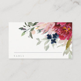Chic Red Burgundy Blush Blue Gold Floral Taufe Platzkarte