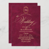 Chic Red / Burgundy Wedding Einladung (Vorne/Hinten)