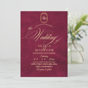 Chic Red / Burgundy Wedding Einladung
