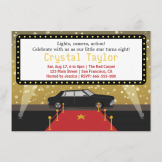 Chic Red Carpet Glam Hollywood Party Girl Geburtst Einladung