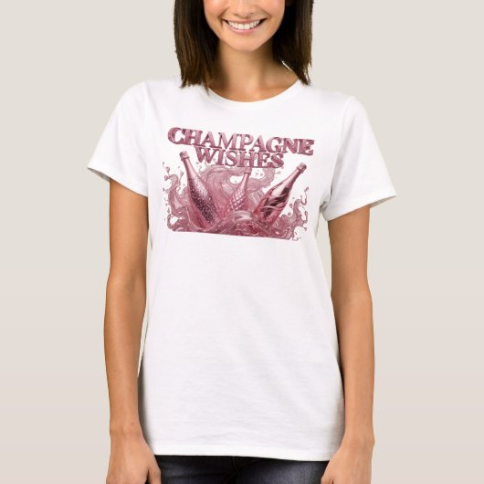Chic Red CHAMPAGNER WÜNSCHE Statement T-Shirt (Vorderseite)