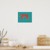 Chic Red Cheetah Eastern Blue Poster (Küche)