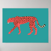 Chic Red Cheetah Eastern Blue Poster (Vorne)