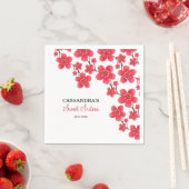 Chic Red Cherry Blossom Floral Botanical Birthday Serviette (Beispiel)