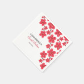Chic Red Cherry Blossom Floral Botanical Birthday Serviette (Ecke)