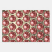 Chic Red Christmas Balls Gold Glitzer Glitzern Geschenkpapier Set (Vorderseite 2)