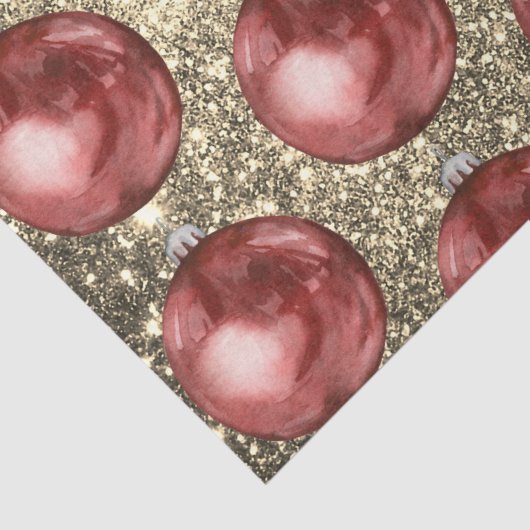 Chic Red Christmas Balls Gold Glitzern Seidenpapier (Detail)