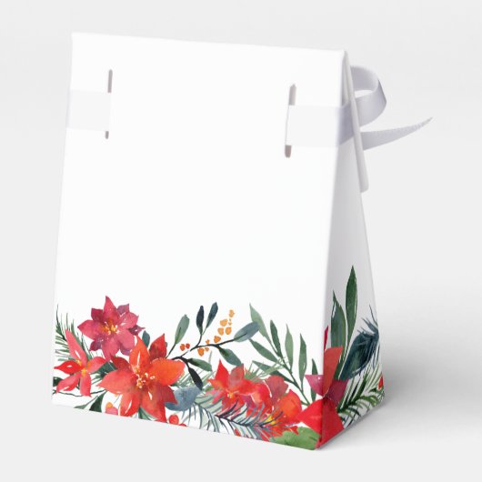 Chic Red Christmas Poinsettia Floral Wedding Party Geschenkschachtel (Rückseite)