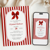 Chic Red Coquette Bow Brautparty Einladung