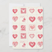 Chic Red Cream Hearts Wedding Einladung (Rückseite)