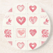 Chic Red Cream Valentine Liebe Getränkeuntersetzer (Vorne)