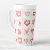 Chic Red Cream Valentine Liebe Hearts Wedding Milchtasse (Linke Ecke)