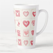 Chic Red Cream Valentine Liebe Hearts Wedding Milchtasse (Rechts)