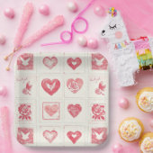 Chic Red Cream Valentine Liebe Wedding Pappteller (Party)