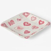 Chic Red Cream Valentine Liebe Wedding Pappteller (Gewinkelt)