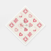 Chic Red Cream Valentine Liebe Wedding Serviette (Ecke)