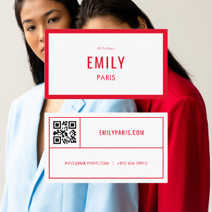 Chic Red Fashion / Beauty Business Card QR Code Visitenkarte