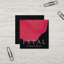 Chic Red Floral Watercolor Rose Petal Beauty Quadratische Visitenkarte