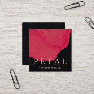 Chic Red Floral Watercolor Rose Petal Beauty Quadratische Visitenkarte