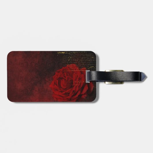 Chic red flower gold drips glitter monogram gepäckanhänger (Rückseite horizontal)