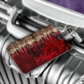 Chic red flower gold drips glitter monogram gepäckanhänger