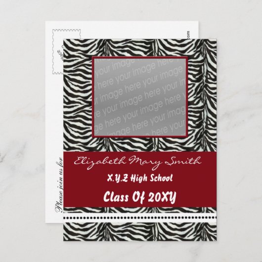 Chic Red Foto Abschluss Einladung (Vorne/Hinten)