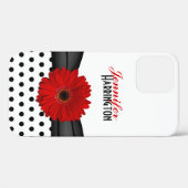 Chic Red Gerbera Daisy Polka Dot Case-Mate iPhone Hülle (Rückseite (Horizontal))