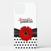 Chic Red Gerbera Daisy Polka Dot Case-Mate iPhone Hülle (Rückseite)
