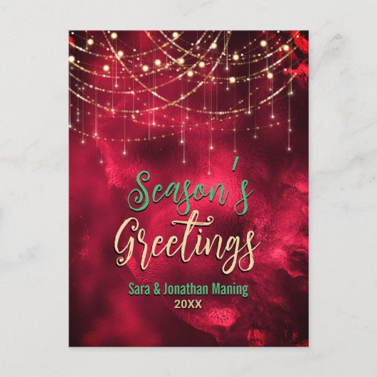 Chic Red Glitzer Glitzer Lichter Weihnachten Neues Postkarte (Vorderseite)