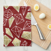 Chic Red Gold Diamonds Weihnachten Geschirrtuch (Viertel Falte)