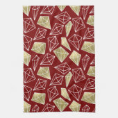 Chic Red Gold Diamonds Weihnachten Geschirrtuch (Vertikal)