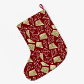 Chic Red Gold Diamonds Weihnachten Großer Weihnachtsstrumpf (Rückseite (Hängend))