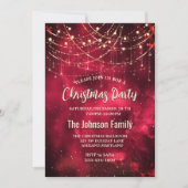 Chic Red Gold Feiertage Lichter Weihnachten Einladung (Vorderseite)
