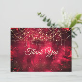 Chic Red Gold Ferienlampen Dankeskarte (Stehend Vorderseite)