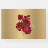 Chic Red Gold Floral Anpassbare Hochzeit Gästebuch (Rückseite)