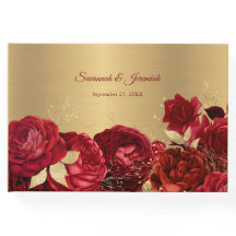 Chic Red Gold Floral Anpassbare Hochzeit