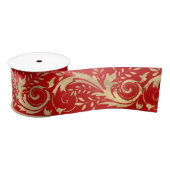 Chic Red Gold Floral Scroll Modernes Design Satinband (Spule)