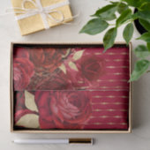 Chic Red Gold Floral Seidenpapier (Geschenk)