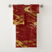 Chic Red Gold Imitate Marmor Badhandtuch Set (Insitu)