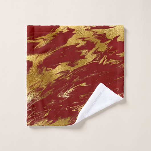 Chic Red Gold Imitate Marmor Badhandtuch Set (Waschlappen)