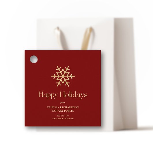 Chic Red Gold Moderne Snowflake Notar Urlaub Geschenkanhänger