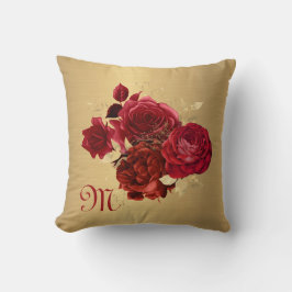 Chic Red Gold Monogram Einfaches Erste individuell Kissen