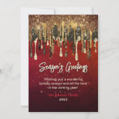 Chic Red Gold Tropfen Weihnachts-Neujahr Gruß Karte (Vorderseite)