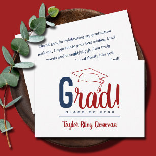 Chic Red Grad Cap Abschluss Mitteilungskarte